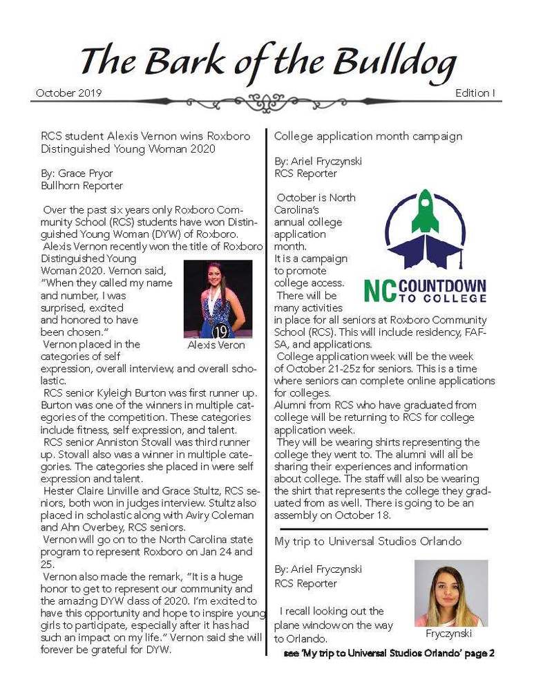 RCS Communications Class Produces 1st Newsletter