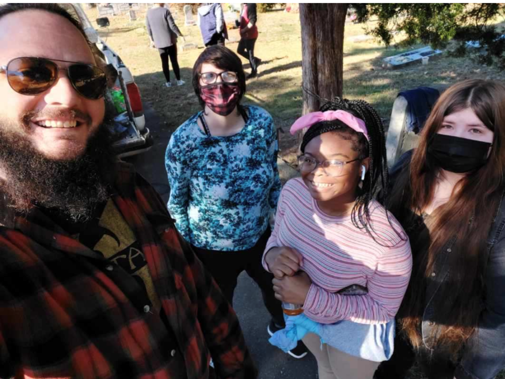 cleaning up cemetery