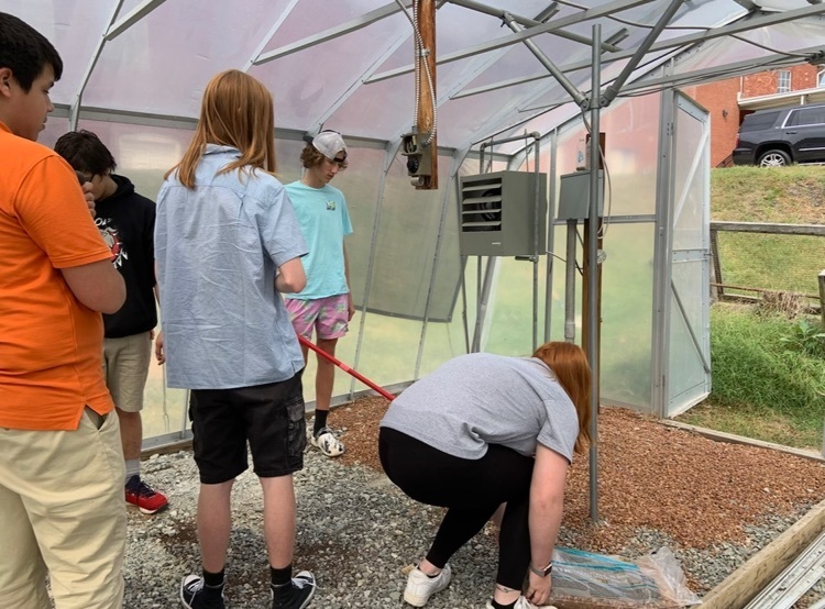 students working in greenhouse 